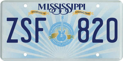 MS license plate ZSF820
