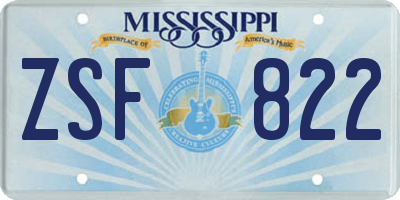 MS license plate ZSF822