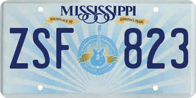 MS license plate ZSF823