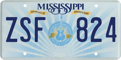 MS license plate ZSF824