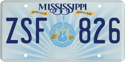 MS license plate ZSF826
