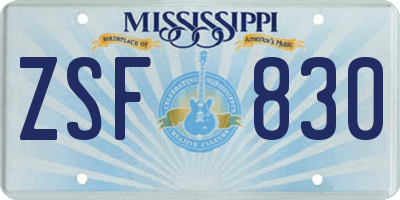 MS license plate ZSF830