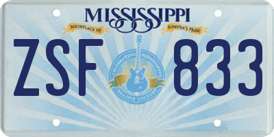 MS license plate ZSF833