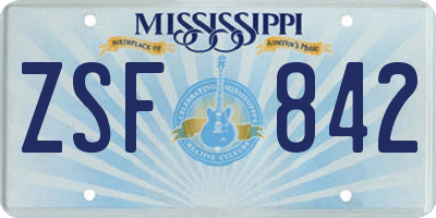 MS license plate ZSF842