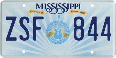 MS license plate ZSF844