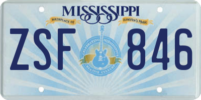MS license plate ZSF846