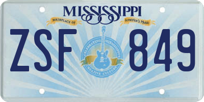 MS license plate ZSF849