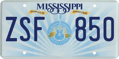 MS license plate ZSF850