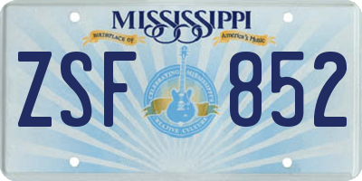 MS license plate ZSF852