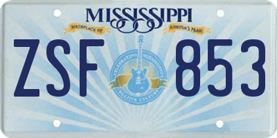 MS license plate ZSF853