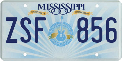 MS license plate ZSF856