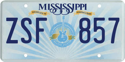 MS license plate ZSF857
