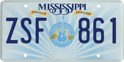 MS license plate ZSF861