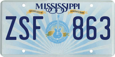 MS license plate ZSF863
