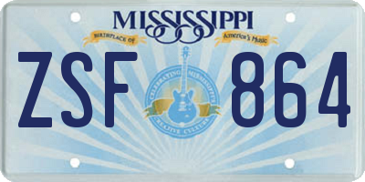 MS license plate ZSF864