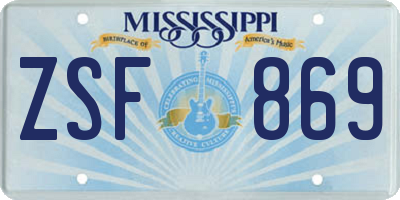 MS license plate ZSF869