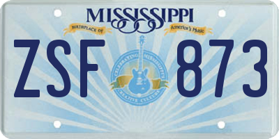 MS license plate ZSF873