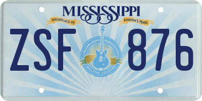 MS license plate ZSF876