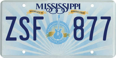 MS license plate ZSF877