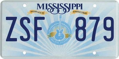 MS license plate ZSF879