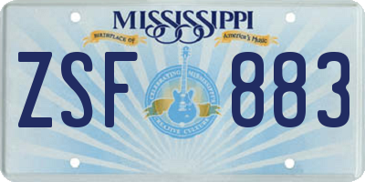 MS license plate ZSF883