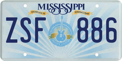 MS license plate ZSF886
