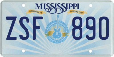 MS license plate ZSF890