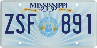 MS license plate ZSF891