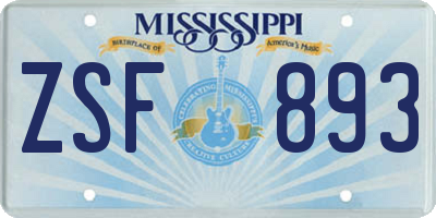 MS license plate ZSF893