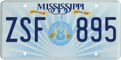 MS license plate ZSF895