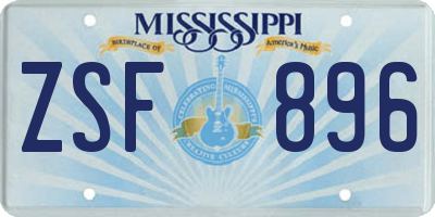 MS license plate ZSF896