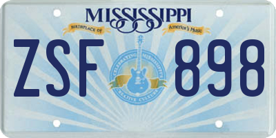 MS license plate ZSF898