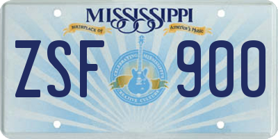 MS license plate ZSF900