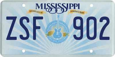 MS license plate ZSF902