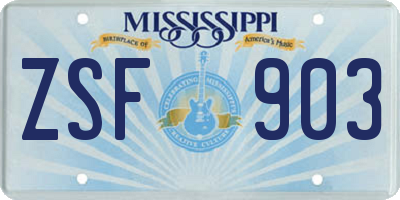MS license plate ZSF903