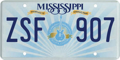 MS license plate ZSF907
