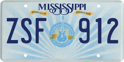 MS license plate ZSF912