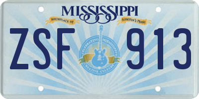 MS license plate ZSF913