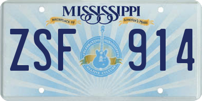 MS license plate ZSF914