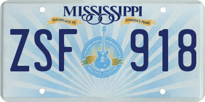 MS license plate ZSF918