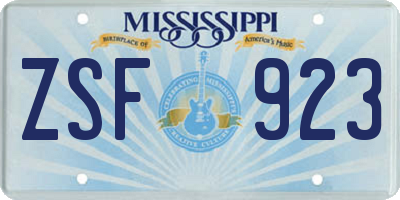MS license plate ZSF923