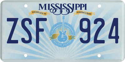 MS license plate ZSF924