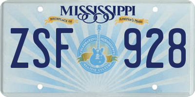 MS license plate ZSF928