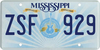 MS license plate ZSF929