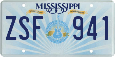 MS license plate ZSF941