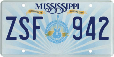 MS license plate ZSF942