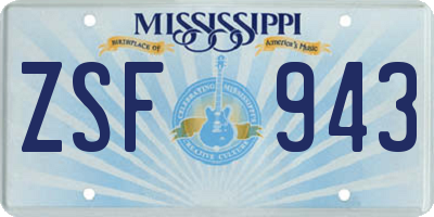 MS license plate ZSF943
