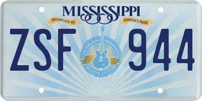 MS license plate ZSF944