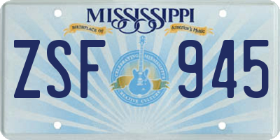 MS license plate ZSF945