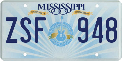 MS license plate ZSF948